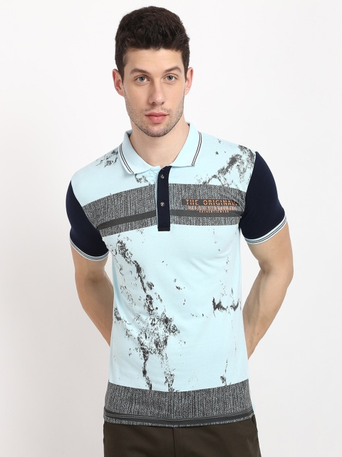 

V2 Value & Variety Men Blue & Black Printed Polo Collar T-shirt