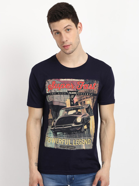 

V2 Value & Variety Men Navy Blue Printed T-shirt
