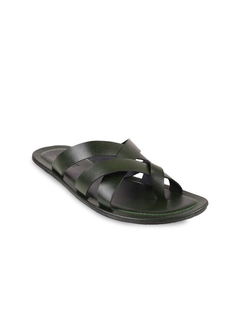

Mochi Men Green Leather Comfort Sandals