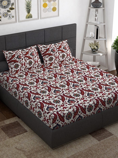 

Story@home Unisex White Floral 1 Double Bedsheet With 2 Pillow Cover