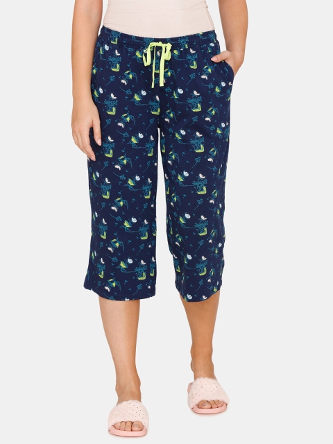 

Zivame Women Blue Printed Capris