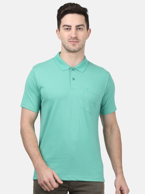 

Monte Carlo Men Sea Green Polo Collar T-shirt Pocket Tshirt