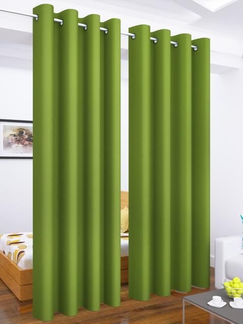 

Story@Home Faux Silk Solid Solid 300GSM Green Room Darkening Blackout Long Door Curtain - Set of 2