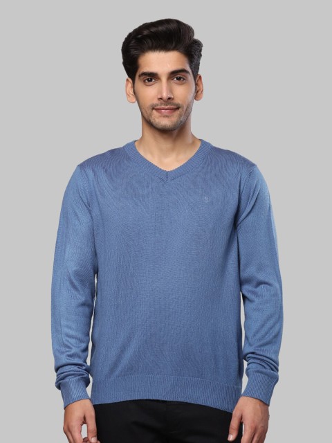 

Next Look Men Blue Solid Acrylic Pullover Sweater