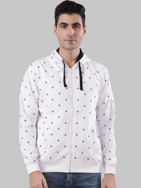 

Next Look Men White & Black Printed Hooded Sweatshirt