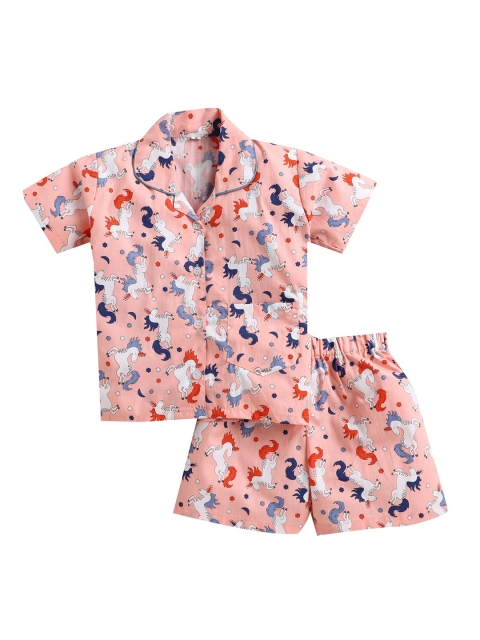 

The Magic Wand Girls Peach Animal Night Suit