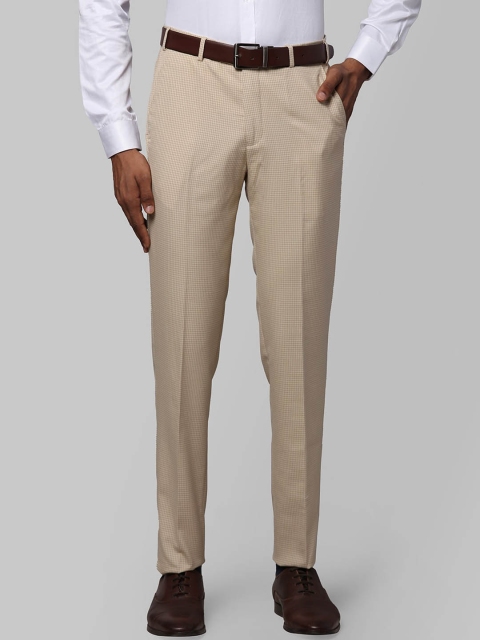

Next Look Men Beige Checked Slim Fit Formal Trousers