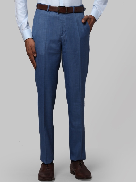 

Next Look Men Blue Textured Formal Trousers