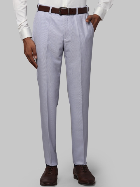 

Next Look Men Blue Textured Slim Fit Formal Trousers