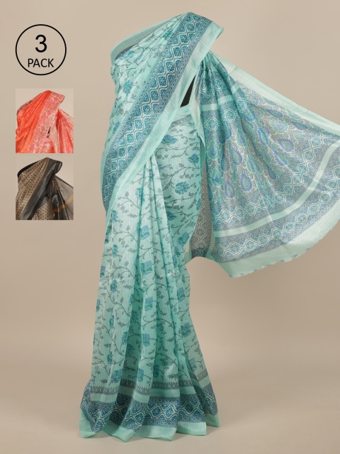 

Pothys Pack of 3 Checked Saree, Blue