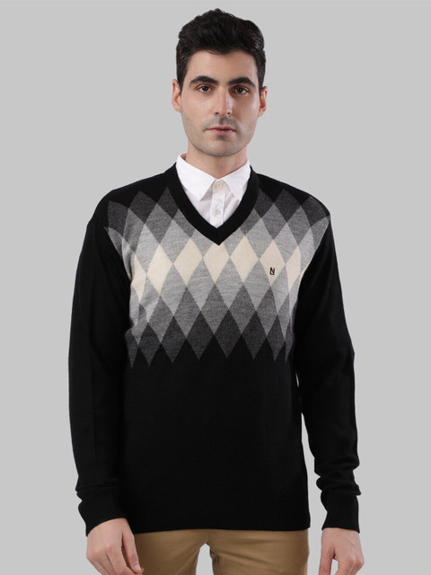 

Next Look Men Black Printed Acrylic Pullover Sweater