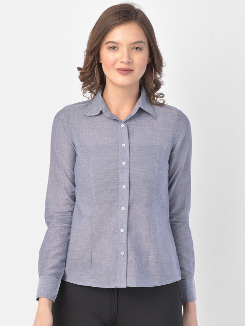 

Eavan Women Blue Regular Fit Striped Casual Shirt
