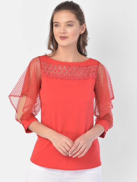 

Eavan Women Red Solid Ruffles Regular Top