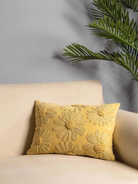

Pure Home and Living Yellow Single Floral Rectangle Cushion Cover