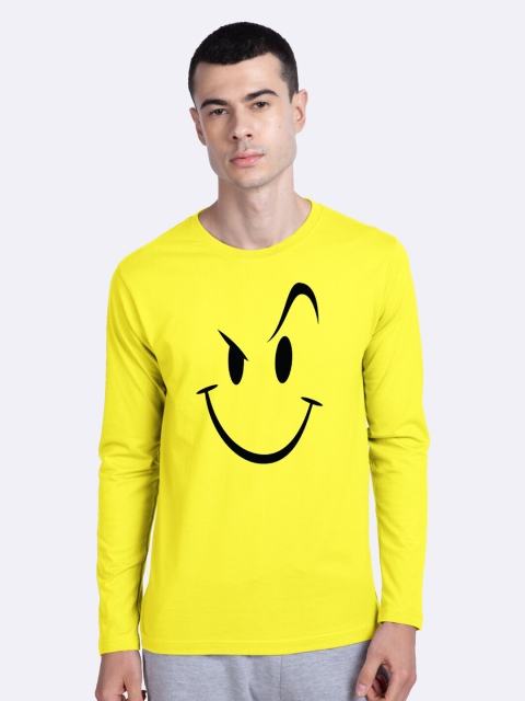 

Bewakoof Men Yellow Wink Printed Cotton T-shirt