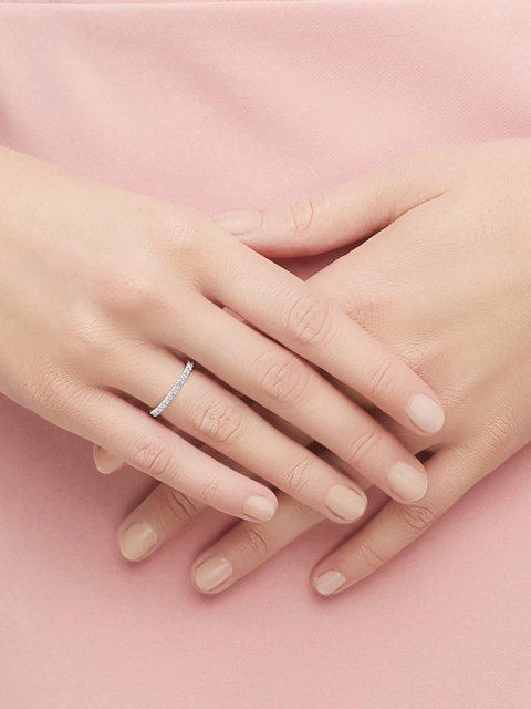 

SWAROVSKI Rhodium-Plated Silver-Toned & White Crystal-Studded Finger Ring