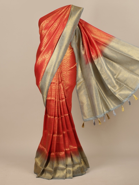 

Pothys Red Ethnic Motifs Zari Jute Silk Saree