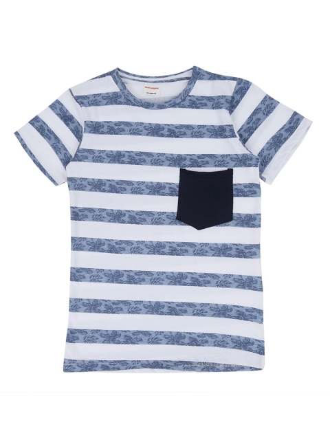 

RAINE AND JAINE Boys White & Blue Striped T-shirt with Pocket
