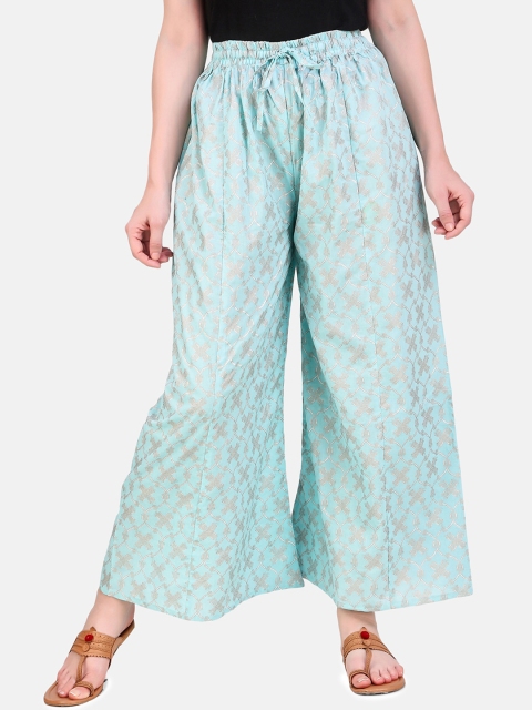 

Aawari Women Sea Green Ethnic Motifs Printed Flared Palazzos