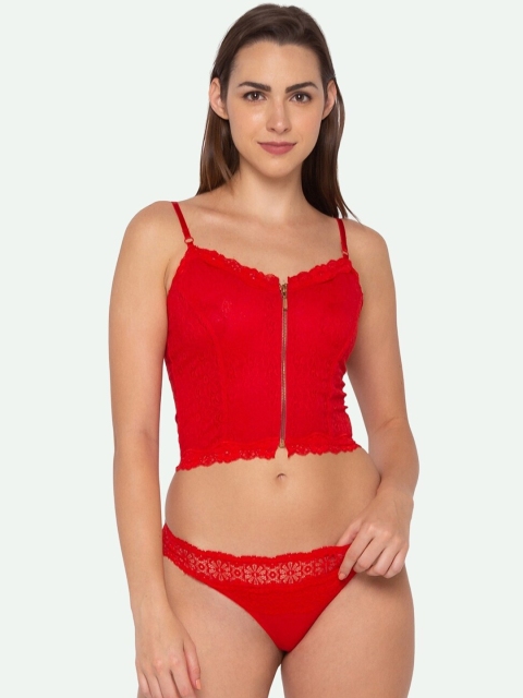 

Candyskin Women Red Lace Lingerie Set CSVIN09RED