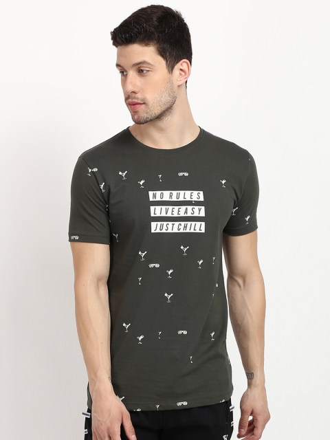 

V2 Value & Variety Men Green Printed Round Neck T-shirt