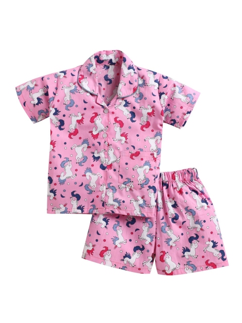 

The Magic Wand Girls Pink Animal Night Suit