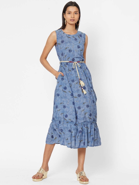 

ZOLA Blue Floral Midi Dress