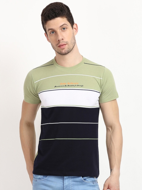 

V2 Value & Variety Men Black & Green Striped T-shirt