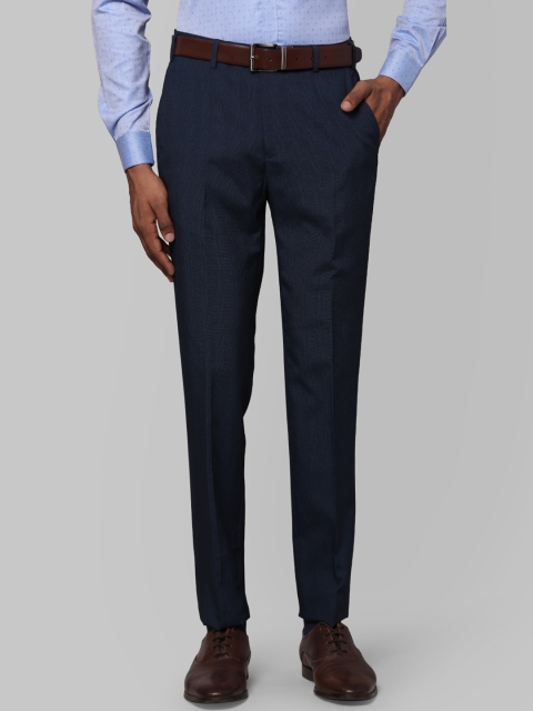

Next Look Men Navy Blue Slim Fit Formal Trousers