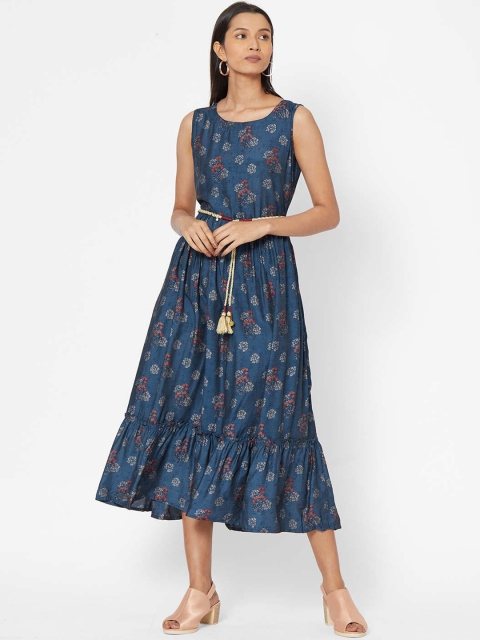 

ZOLA Blue Floral Midi Dress