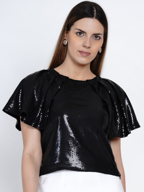 

Samshek Black Embellished Regular Top