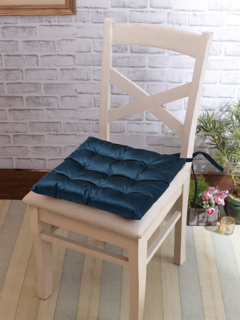 

KLOTTHE Set Of 6 Blue Solid Micro Fibre General Support Chair Pads