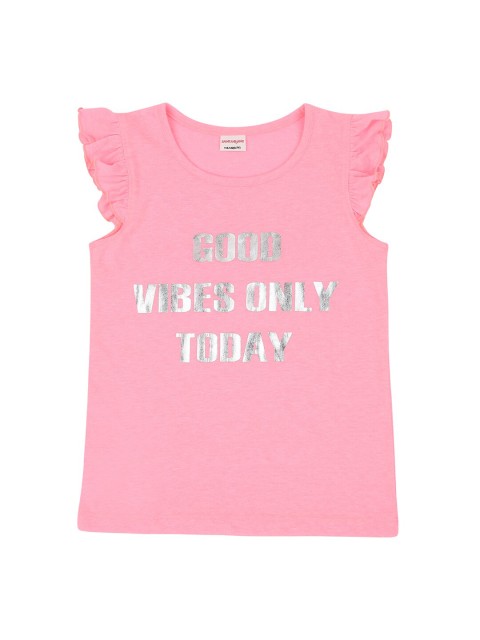

RAINE AND JAINE Girls Pink Typography Printed Cotton T-shirt