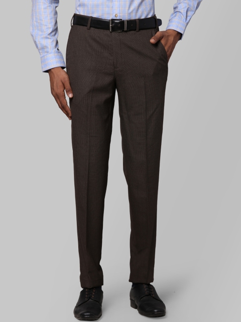 

Next Look Men Brown Textured Slim Fit Formal Trousers