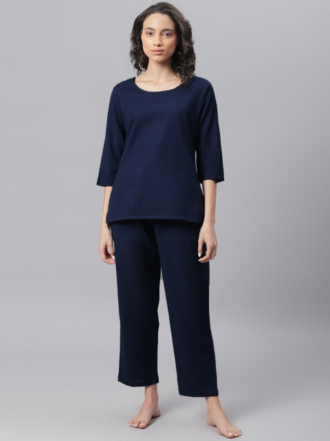 

Janasya Women Navy Blue Night suit