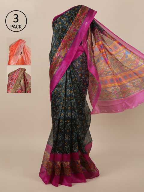 

Pothys Pack of 3 Blue Woven Design Saree, Orange