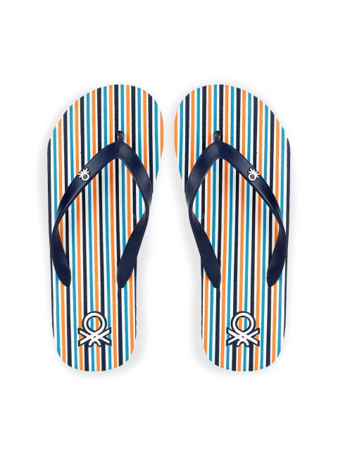 

United Colors of Benetton Men Navy Blue & White Striped Thong Flip-Flops