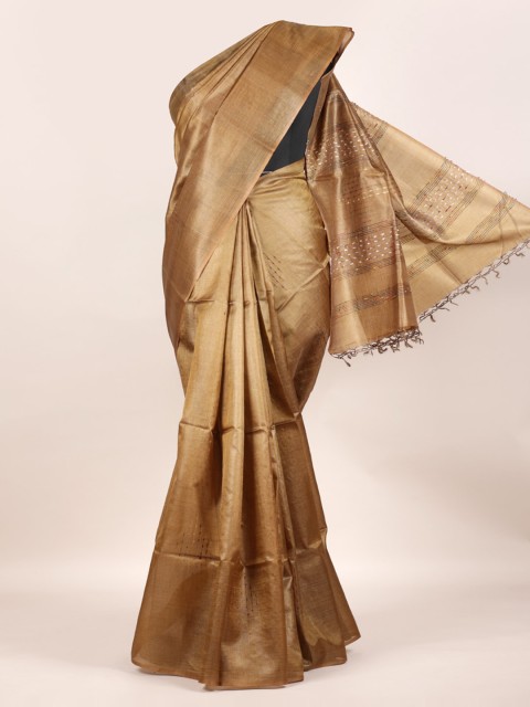 

Pothys Brown Pure Silk Tussar Saree