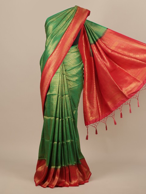 

Pothys Green Ethnic Motifs Zari Jute Silk Saree
