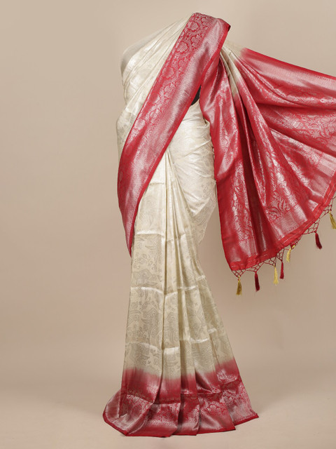 

Pothys Cream-Coloured Ethnic Motifs Zari Jute Silk Saree