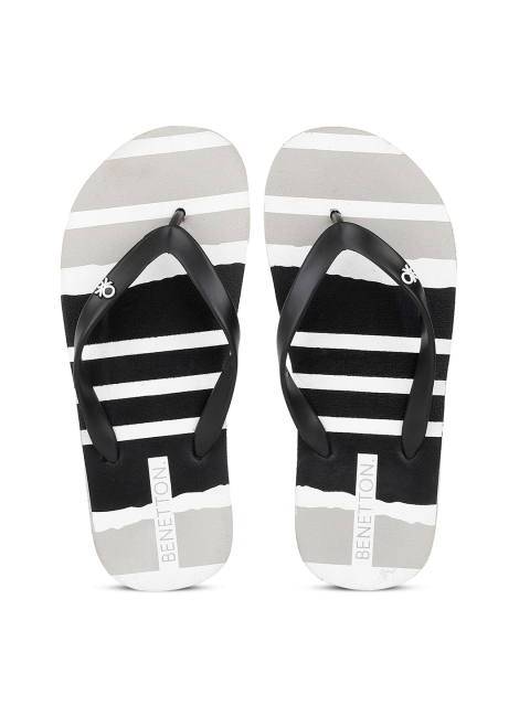 

United Colors of Benetton Men Black & Grey Striped Thong Flip-Flops