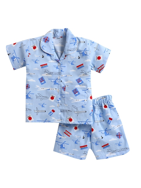

The Magic Wand Boys Blue & White Printed Night Suit
