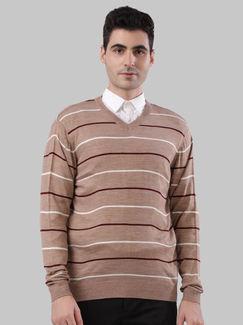 

Next Look Men Beige Striped Acrylic Pullover Sweater