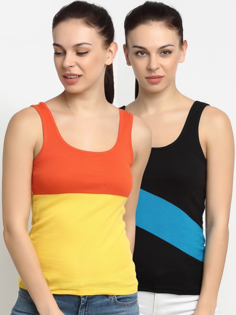 

Friskers Multicoloured Pack of 2 Colourblocked Tank Top, Multi