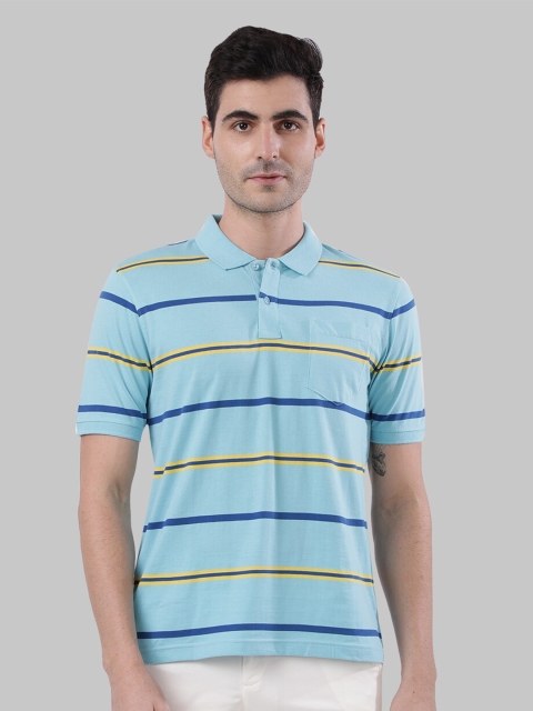 

Next Look Men Blue & Yellow Striped Polo Collar T-shirt
