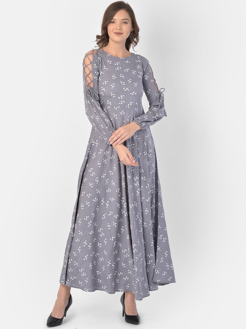 

Eavan Grey Floral Printed Maxi Dress