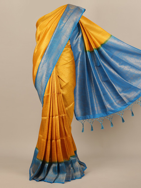 

Pothys Yellow Ethnic Motifs Zari Jute Silk Saree
