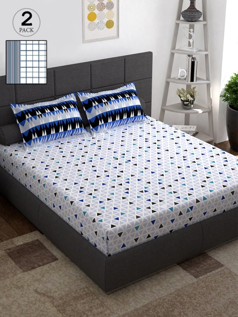 

Story@home Grey & White Pack of 2 Queen Bedsheet with 4 Pillow Covers