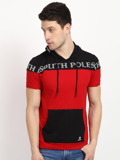 

V2 Value & Variety Men Red & Black Colourblocked T-shirt with Printed Detail