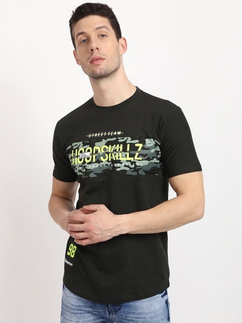 

V2 Value & Variety Men Olive Green Typography Printed T-shirt